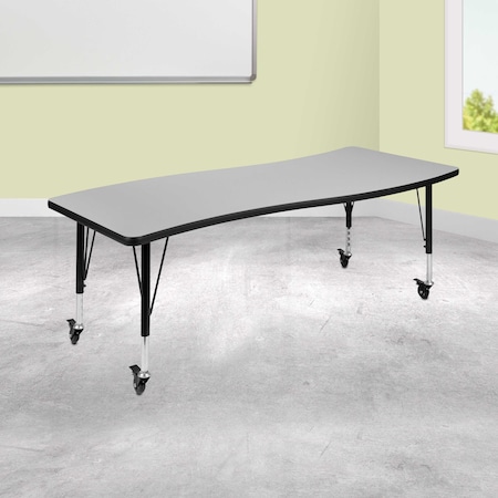 Rectangle 26 X 60 X 25, Chrome, Laminate, Particleboard, Steel Top, Grey